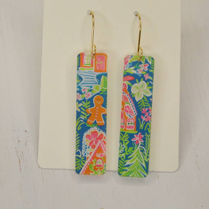 Preppy Christmas Gingerbread Holiday Earrings, Acrylic for wholesale by The Adorned Fox