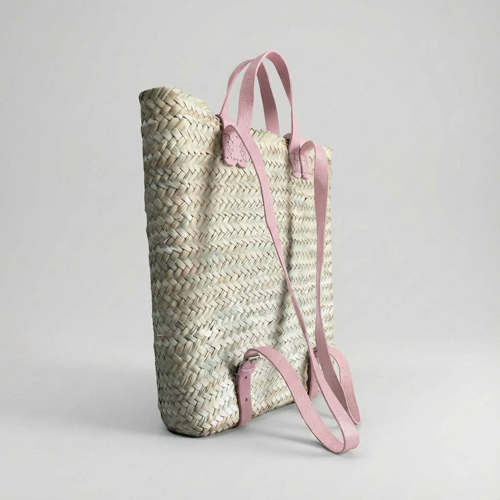 Melecraft - Wholesale Backpack - Women's - Woven Palm Leaf Backpack Leather Straps Boho Market Bag11