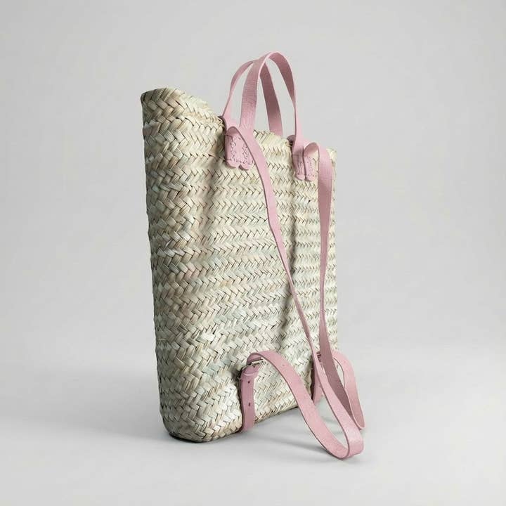 Melecraft - Wholesale Backpack - Women's - Woven Palm Leaf Backpack Leather Straps Boho Market Bag11