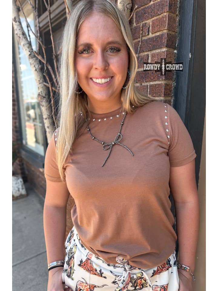 Rowdy Crowd Clothing - Wholesale T-Shirt - Women's - MOCHA- Starry Stud Tee2