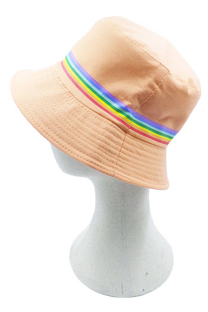 Hana - Wholesale Bucket Hat - Women's - Rainbow Trim Solid Bucket Hat12