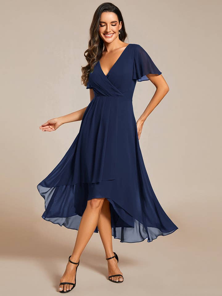 Ever-Pretty - Wholesale Dress – Women's - V-Neck Midi Chiffon Wedding Guest Dresses15