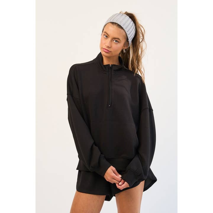 The GREii - Wholesale Sweatshirt - Women's - Mock Neck Half Zip Up Sweatshirt1
