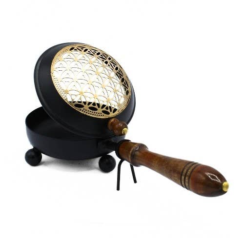 Green Tree - Wholesale Incense Holder - Incense Pan with Mango Wood Handle - Flower of Life1