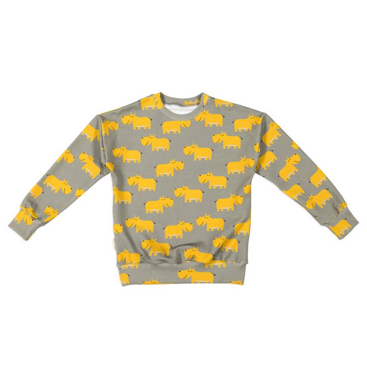 SWEATSHIRT HIPPO ON GREY for wholesale by Malinami