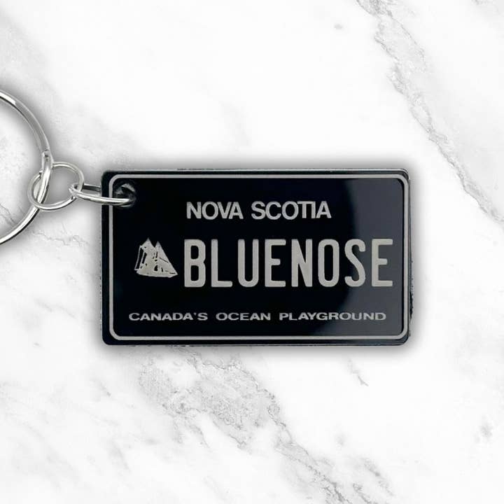 Nova Scotia mini License plate keychain Canada souvenir tags for wholesale by Harkak Creative