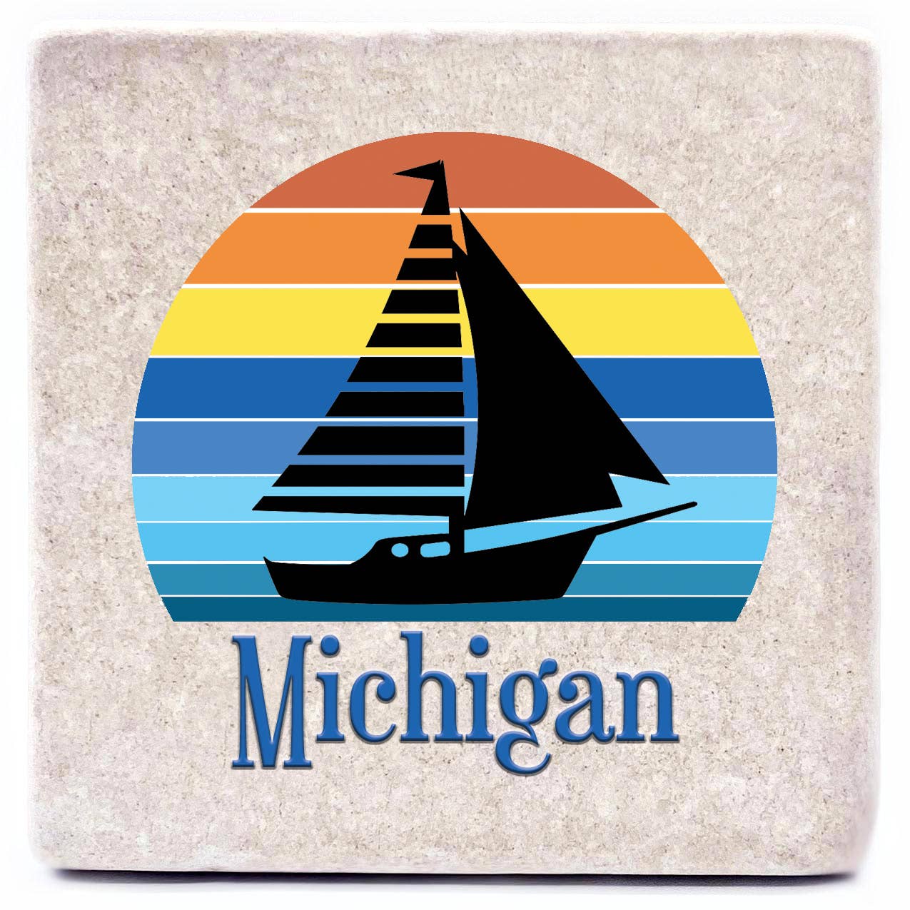 Noomoon - Wholesale Magnet - Sailboat Retro Sunrise Custom Name Drop Marble Magnet2