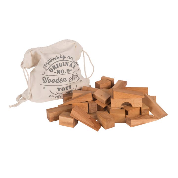 Wooden Story – wholesale Klossar - Barn och baby – Naturliga block i säck XL - 50 st