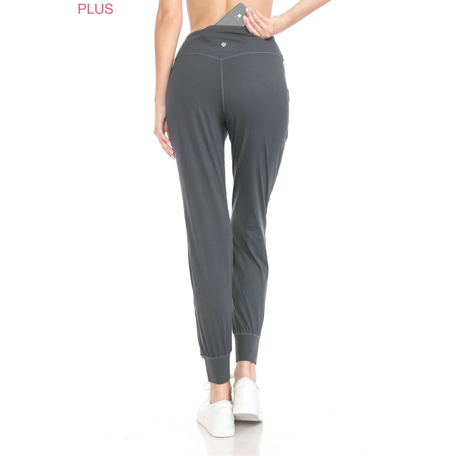 Leggings Depot – calças de treino - Mulher por atacado – Joggers com bolso traseiro plus size slim fit1