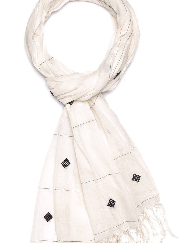 Navy Knots - Creme for engroshandel hos Indigo Handloom