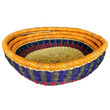 African Market Baskets - Vente Plateaux décoratifs - Paniers Bolga Africains : Ensemble de Plateaux à Fruits Sans Poignée (G-153)2