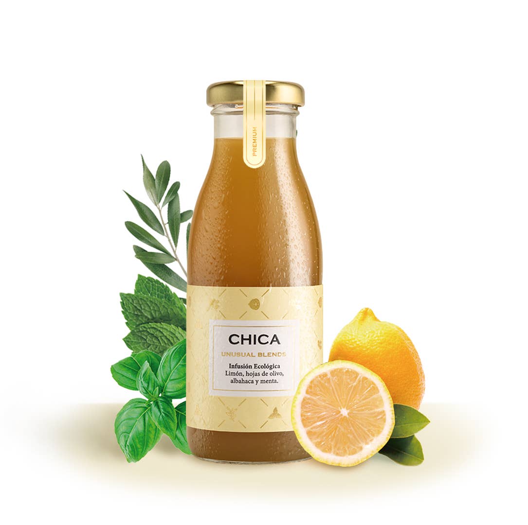 CHICA UNUSUAL BLENDS - Wholesale Wellness Juice/Tonic - ORGANIC LEMON JUICE WITH OLIVE LEAVES, BASIL, AND MINT