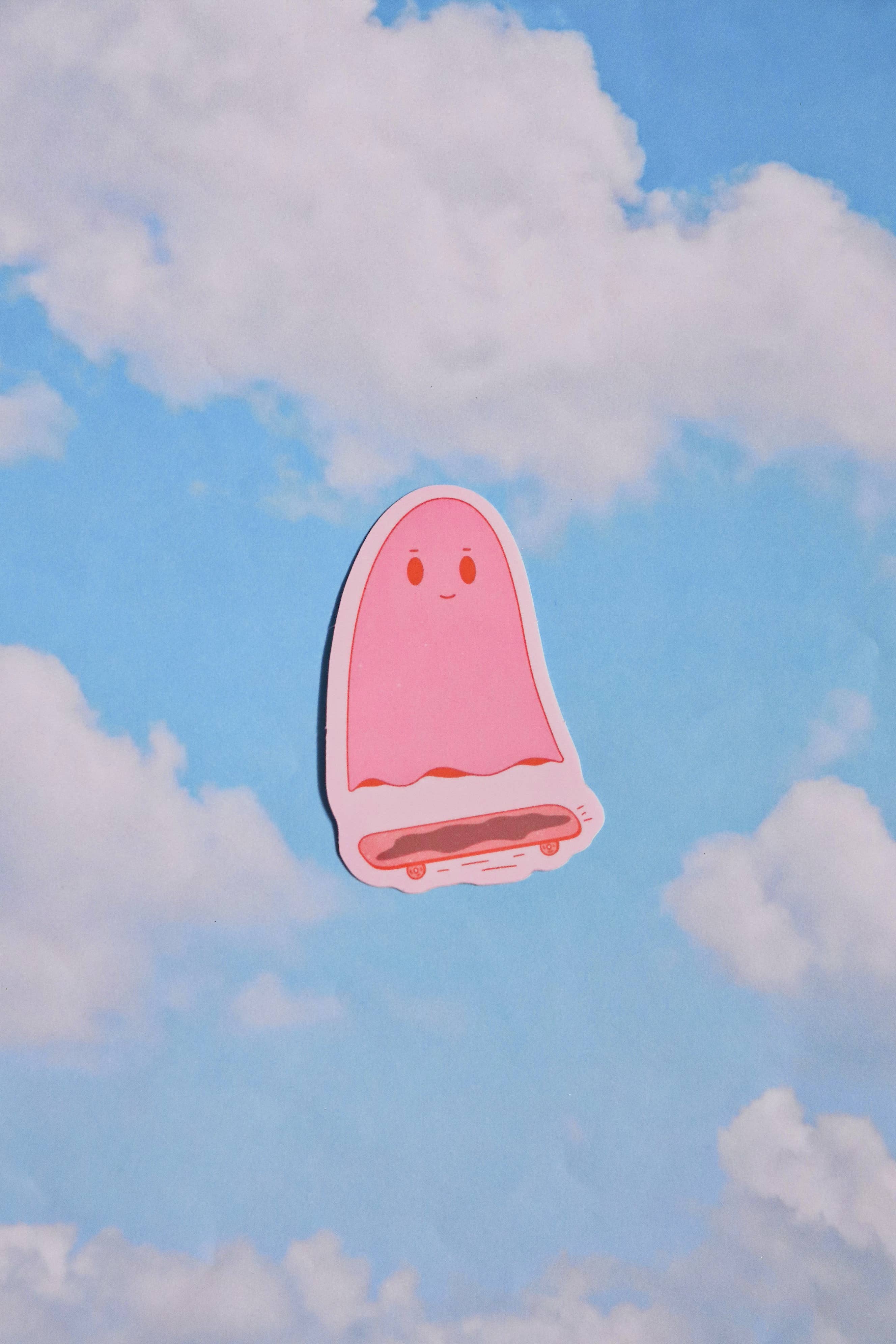 Day Dreamer Studios - Wholesale Sticker - Skateboarding Ghostie | Glossy Waterproof Vinyl Sticker1