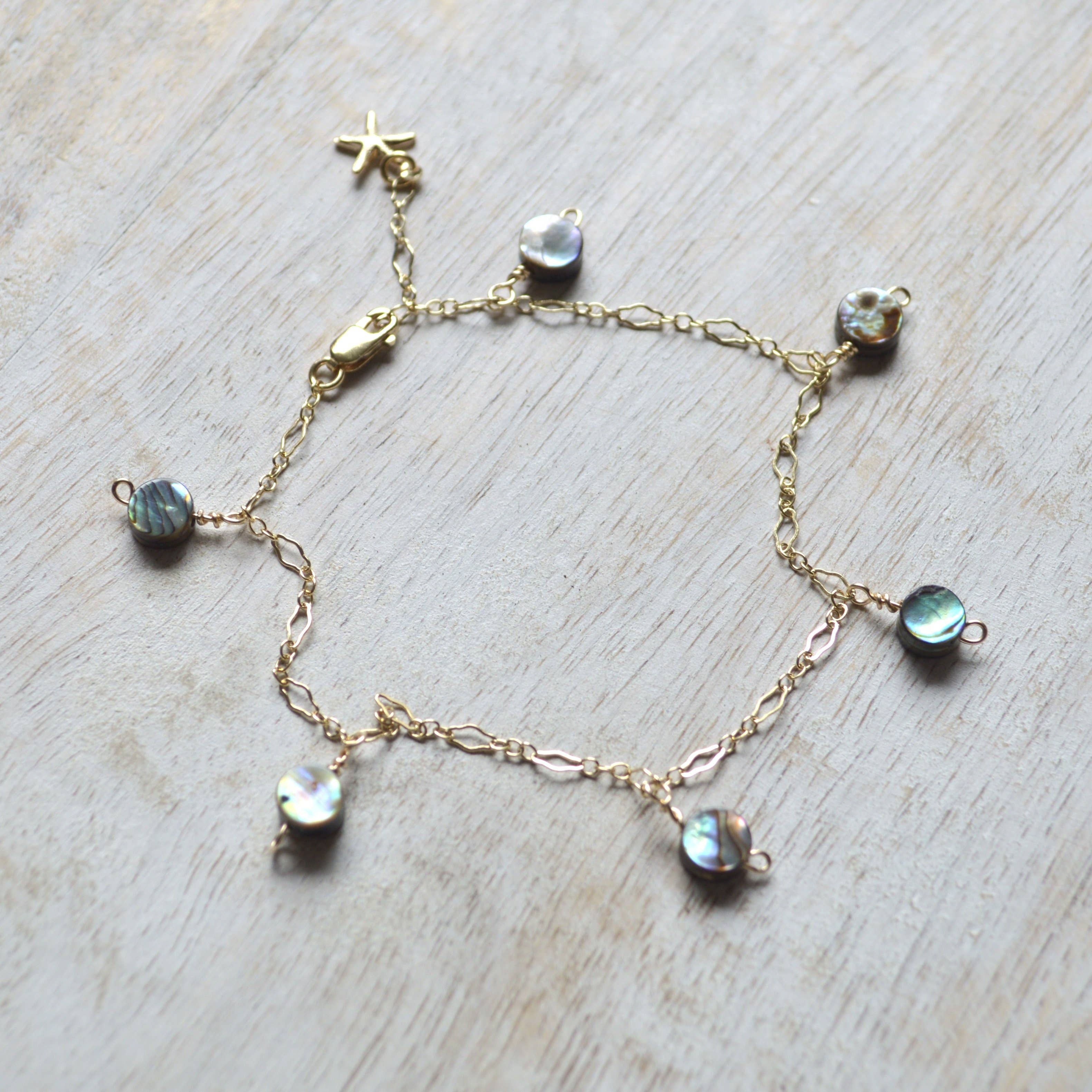 Salty But Sweet - Wholesale Charm/Dangle Bracelet - Abalone Shell Gold Chain Bracelet5