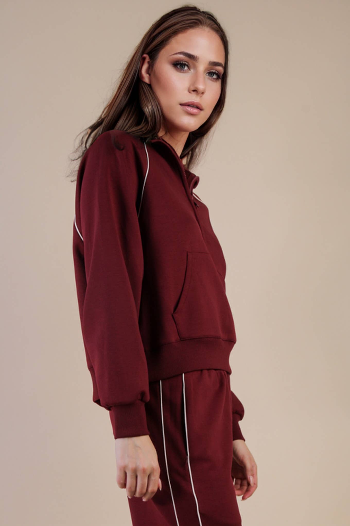 VERY J – Engroshandel Sweatshirt - Dame – NT12304-Halv lynlås med rørdetaljer strikket afslappet top25