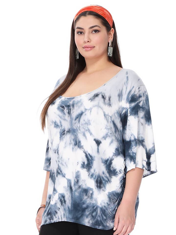 Haut à manches courtes Tie Dye Plus Size pour la vente par T-Party