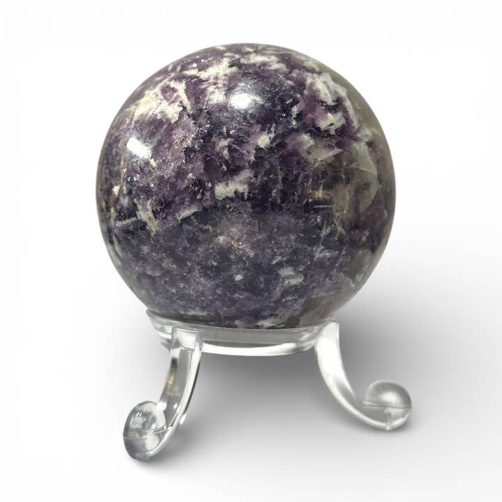 Pink tourmaline sphere on lepidolite Madagascar A - 40-50mm for wholesale by La Boîte à Cailloux