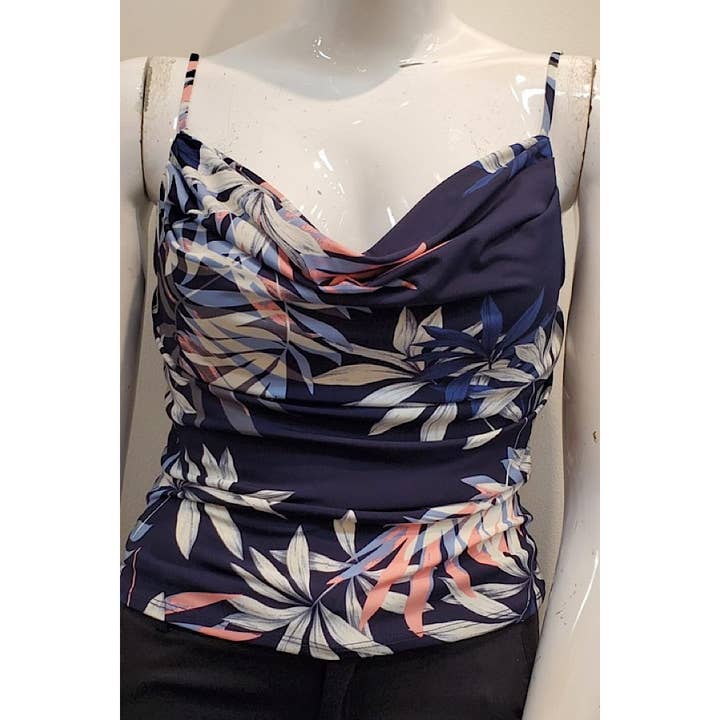 Curve Market – wholesale Linne (Tryckt) - Dam – PLUS STORLEK TROPISKT TRYCK KÅPA HALS MONTERAD TANK TOP2