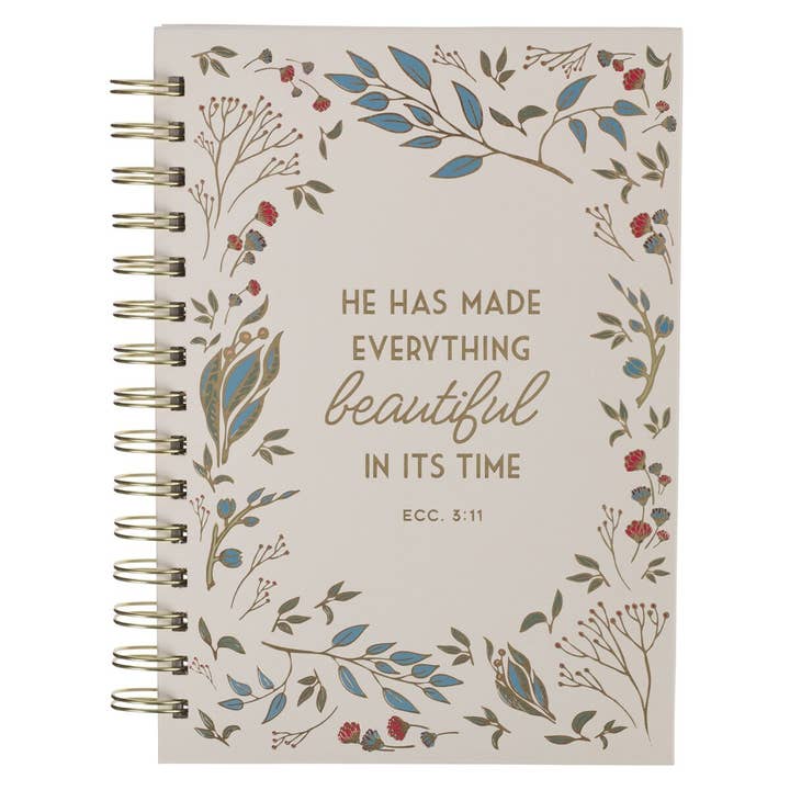 Journal Wirebound Ivory Floral Everything Beautiful Ecc 3:11 for wholesale by Christian Art Gifts