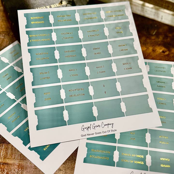Gospel Gear Co - Wholesale Bookmark - Gold Foil Sea Foam Matte Bible Tabs2