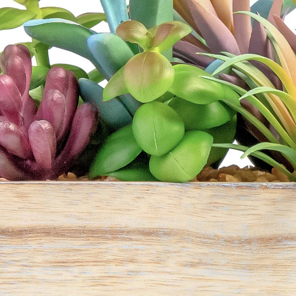 HomeRoots – wholesale Artificial plant – 8" Green Artificial Succulent Plant In Natural Wood Planter3
