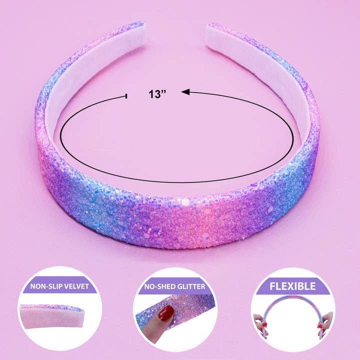 Frog Sac - Wholesale Fashion Headband - Kids - Tapered Chunky Glitter Headband43