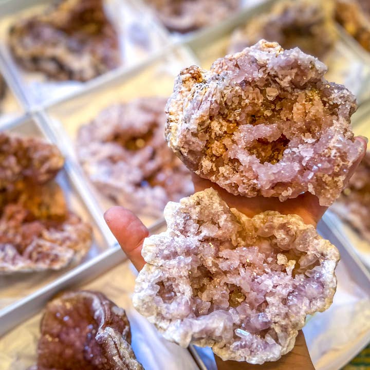 Grandes Geodos de Ametista Rosa em Bruto, Presentes para o Dia da Mãe por atacado de Mandala Gems