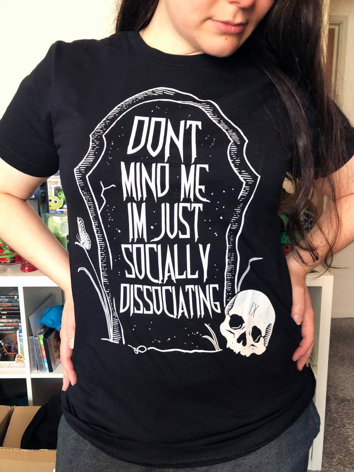 Don't Mind Me Socially Disassociating Graveyard T-Shirt for wholesale by XRAEART Clothing Co