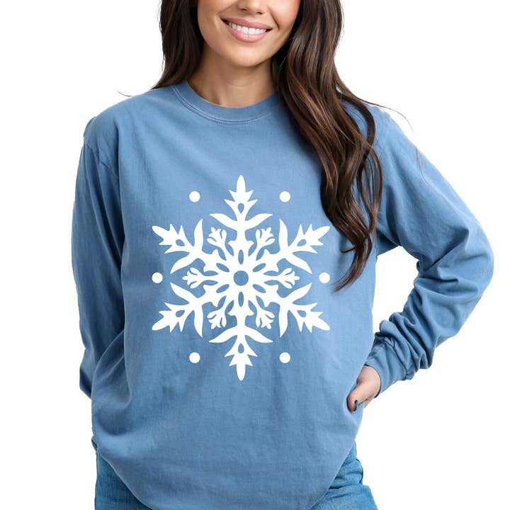 Flocon de neige blanc - Manches longues teintes en pièce pour la vente par Olive And Ivory Wholesale