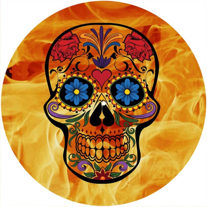 Slipmat 12"/ 7" för skivspelare - Skull Sugar Flames för wholesale av Phatmatz