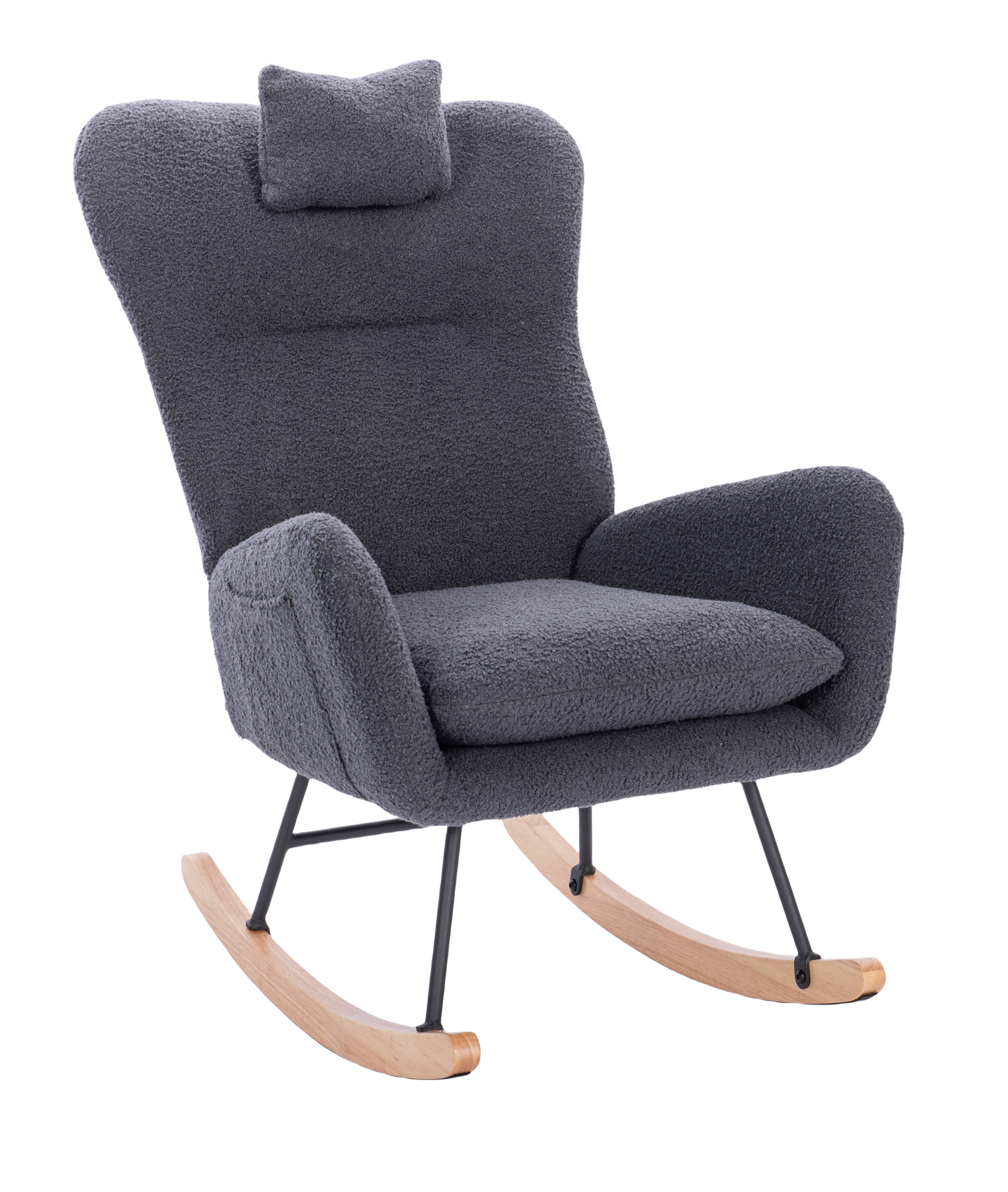 39F Inc. - Wholesale Rocking Chair - Teddy Upholstered Nursery Rocking Chair/White/Dark Grey1