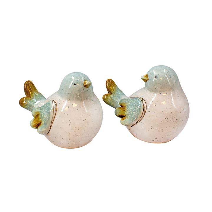 2 oiseaux en porcelaine bleu et blanc adjoints pour la vente par WT Collection