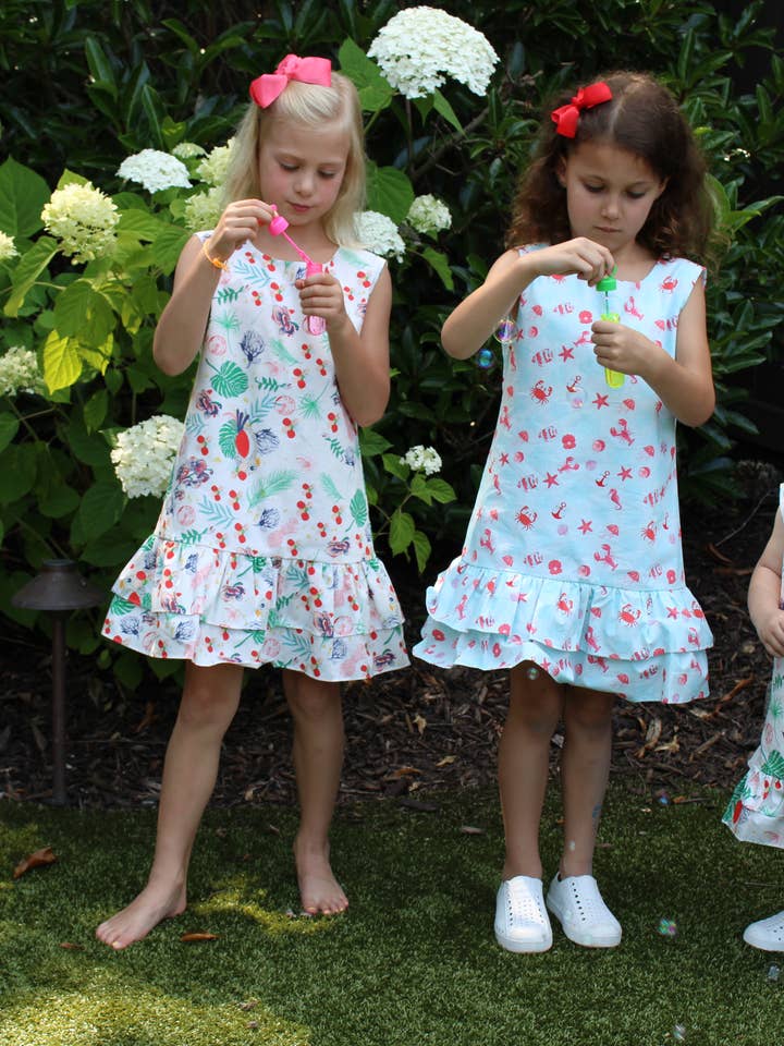 Minna - Wholesale Dress - Kids - Drop waist Dress - Summertime at the Cape Sea Creatures19