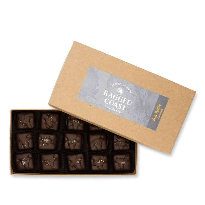 Sea Turtle Caramels, 18-piece for wholesale by Ragged Coast Chocolates