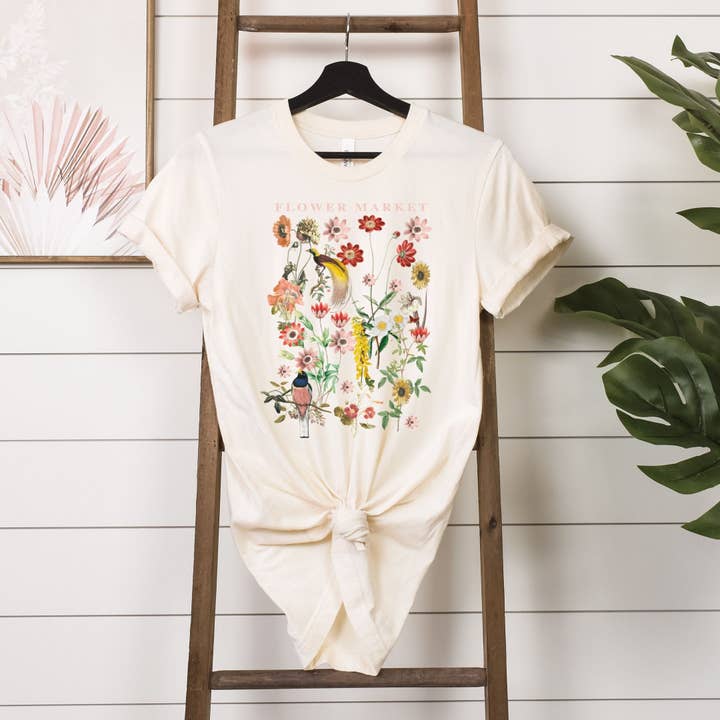Simply Tees - Wholesale Screen Printed T-Shirt - Women's - Flower Market Natural Tee