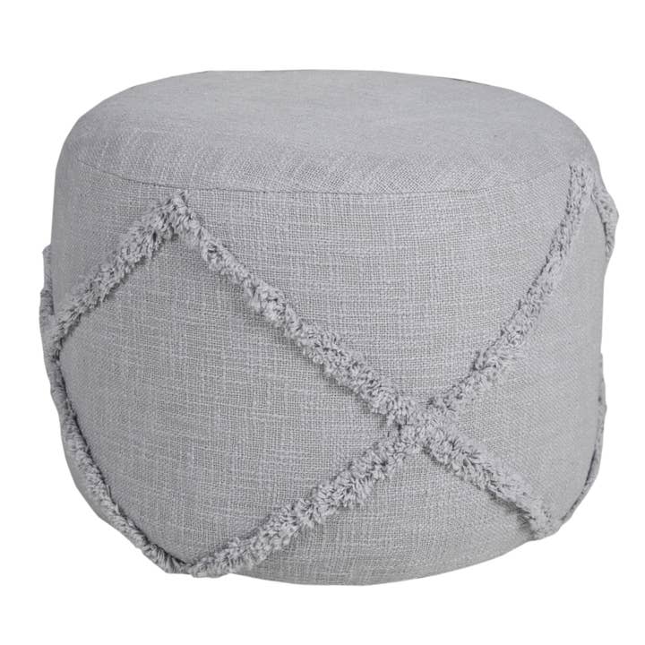 Solid Textured Decorative Diamond Pouf Ottoman for wholesale by LR Home