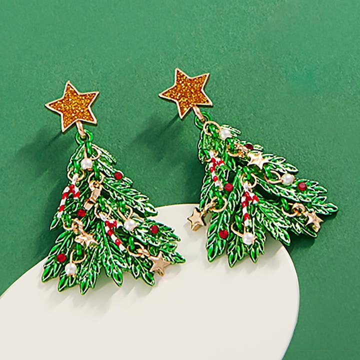 Wona Trading, Inc. - Wholesale Dangle Earrings - Christmas Tree Dangle Earrings