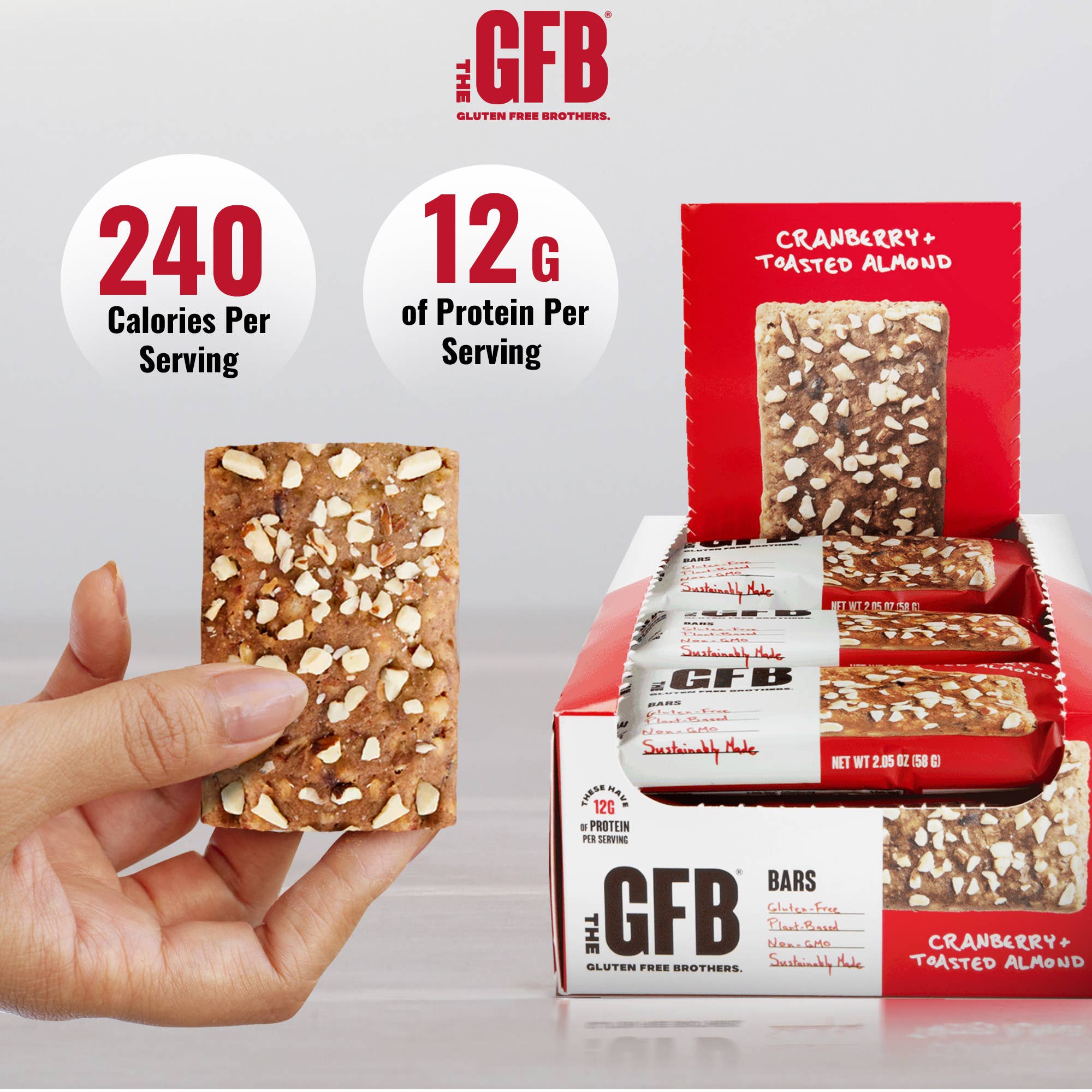 The GFB - Wholesale Snack Bar - The GFB: Cranberry Toasted Almond Protein Snack Bar4