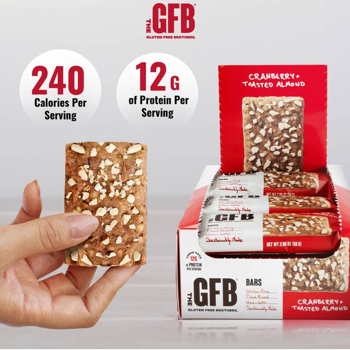 The GFB - Wholesale Snack Bar - The GFB: Cranberry Toasted Almond Protein Snack Bar4