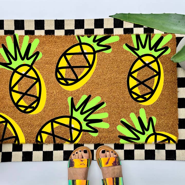 Pineapple Coir Doormat, Size 18x30, Fruit Welcome Mat for wholesale by Cindy Hughes Design