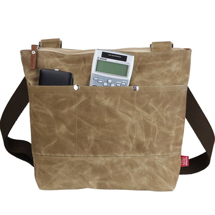 Gewaxt draagtas van canvas, crossbody, reiswerk, buitenzak met ritssluiting voor wholesale door hippirhino