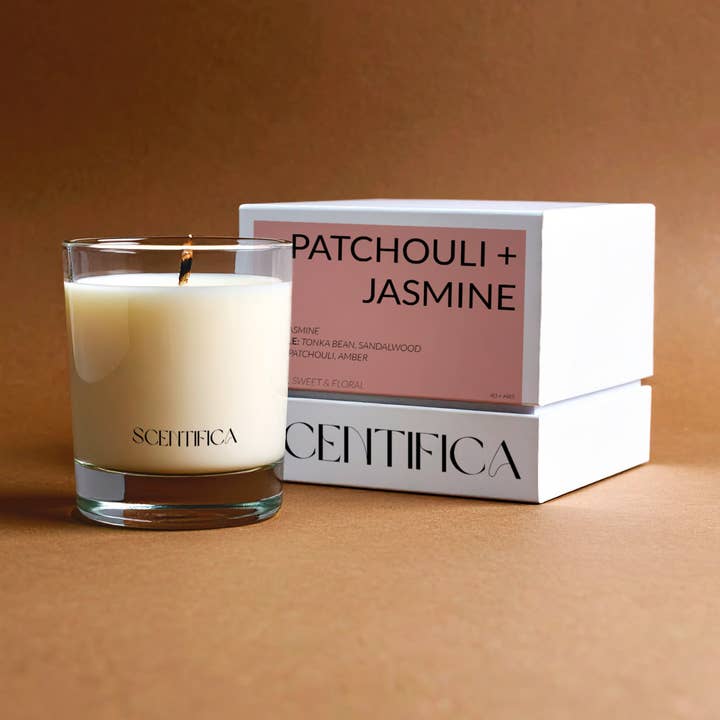 Patchouli + Jasmine Soy Candle for wholesale by Scentifica