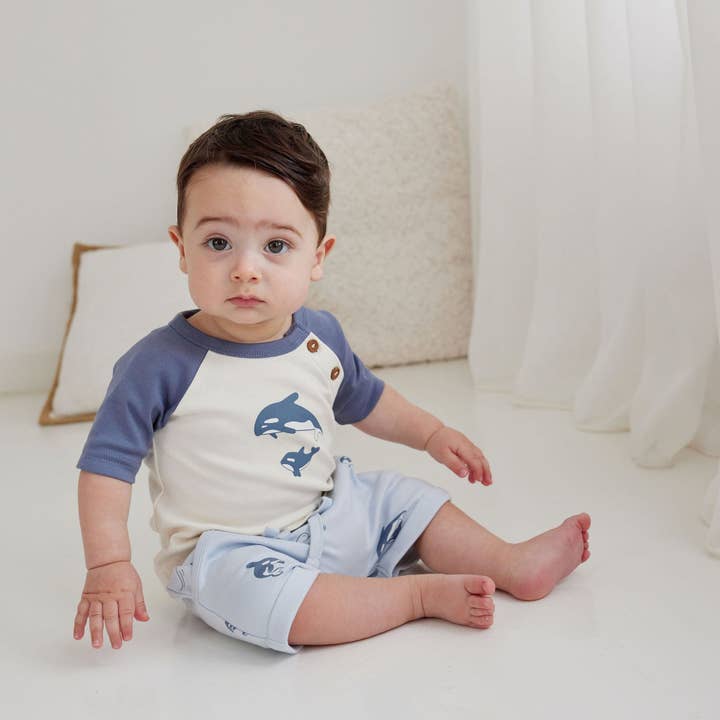 Natural Orca Print Raglan Tee for wholesale on Faire