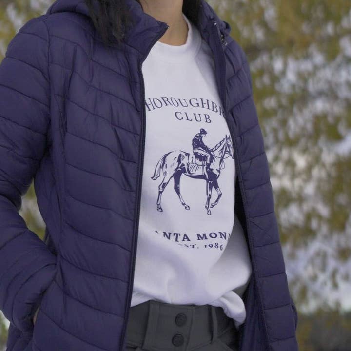 Maglione Girocollo Thoroughbred Club - Bianco per la vendita all'ingrosso da parte di Laced Reins Equestrian
