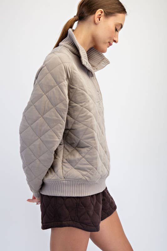 Sunday Morning - Venta al por mayor Sudadera - Mujer - T350037-Pulóver Acolchado de Manga Larga con Broches20