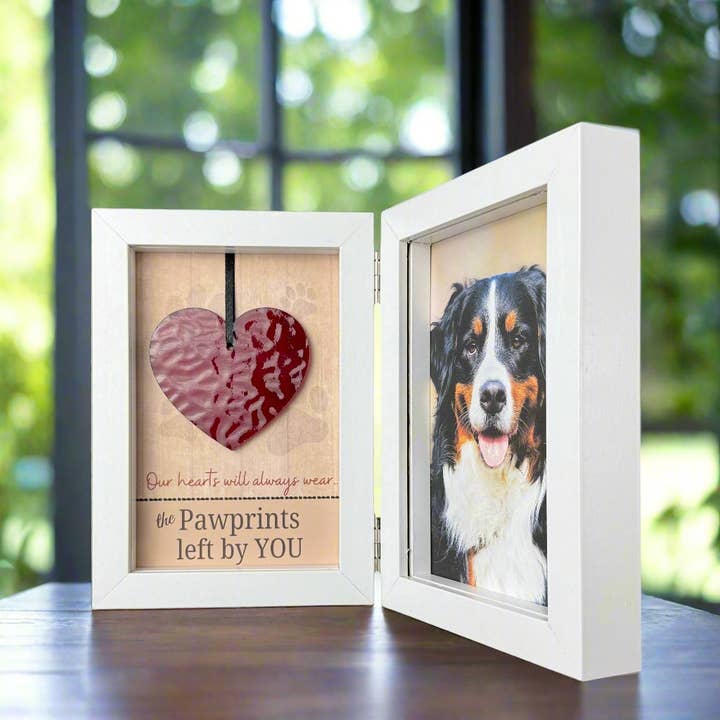 The Grandparent Gift Co. Inc. - Wholesale Picture frame - Pawprints Left By You Memorial Frame w/ Glass Heart 81082