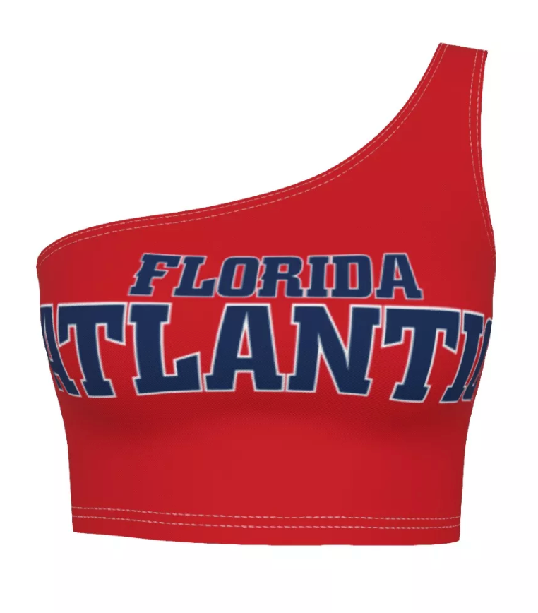 Lojo Collegiate Apparel - Venta al por mayor Camiseta deportiva - Mujer - Top Rojo de un Hombro de los Owls de Florida Atlantic2