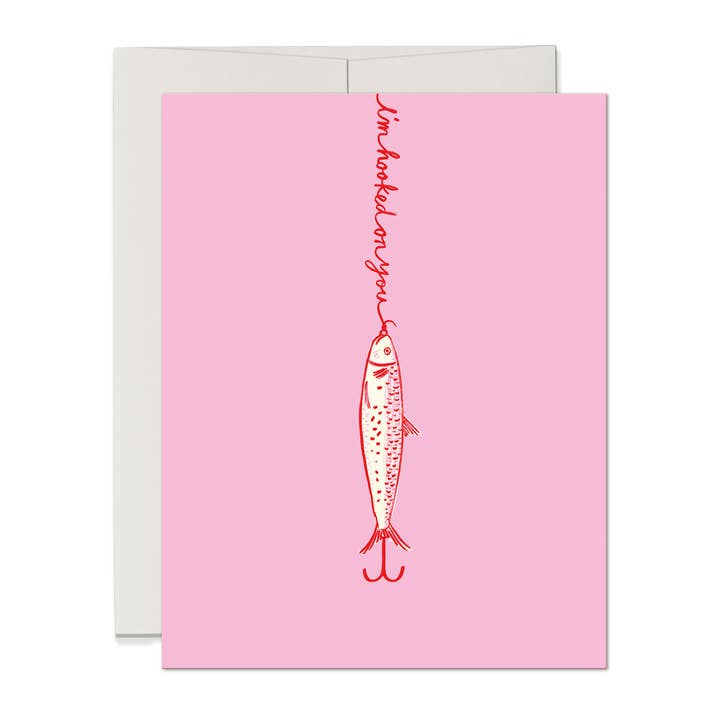 Hooked on You Greeting Card Fun Coastal Romantic Card for wholesale by Three Strands Design