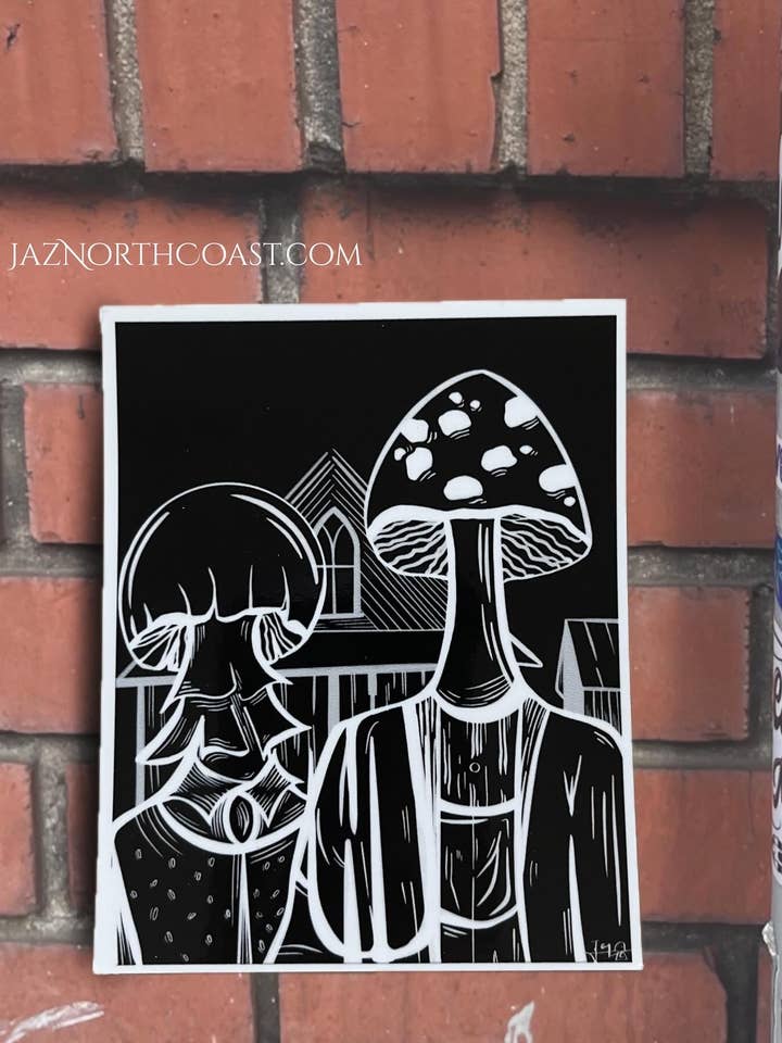 Adesivo a forma di fungo gotico americano per la vendita all'ingrosso da parte di Jaz North Coast