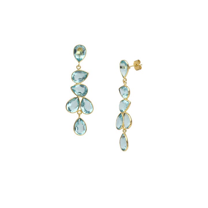 AJS Design Studio - Wholesale Dangle Earrings - Blue topaz multi drop earring